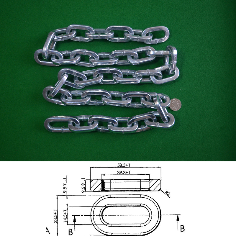 9.5mm 사각 합금강 체인(친환경 아연도금)